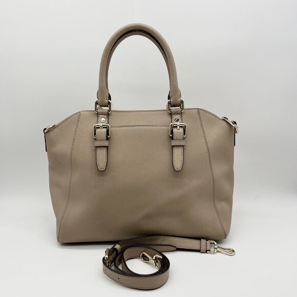 Michael Kors Beige Saffiano Leather Ciara Convertible Satchel - Picture 2 of 10